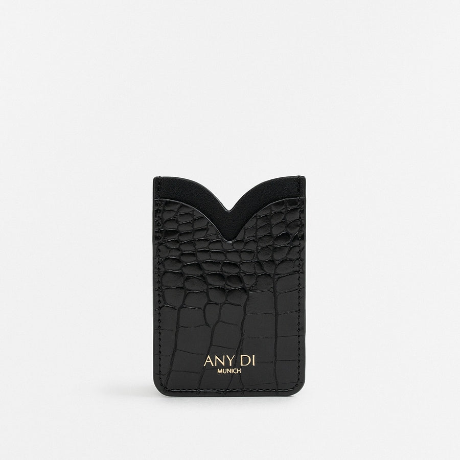ANY DI Card Pocket Croco Black