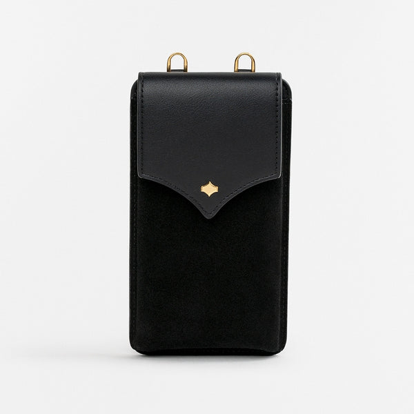 ANDERLOS Designer Classic Black Small Crossbody Phone Case